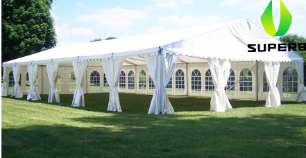 Waterproof 3m To 40m 60m PVC Wedding Tent With 60x20m Clear Roof