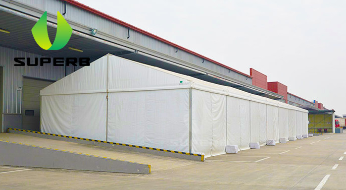 Double PVC Aluminum Warehouse Storage Tent Anti UV 102km/H Wind Load